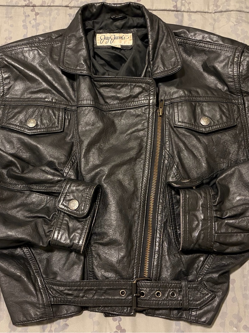 Jay Jacobs Black Leather Biker Jacket
